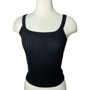 Vintage Y2K Chanel Ribbed Ruffle Trim Tank Top XS/S